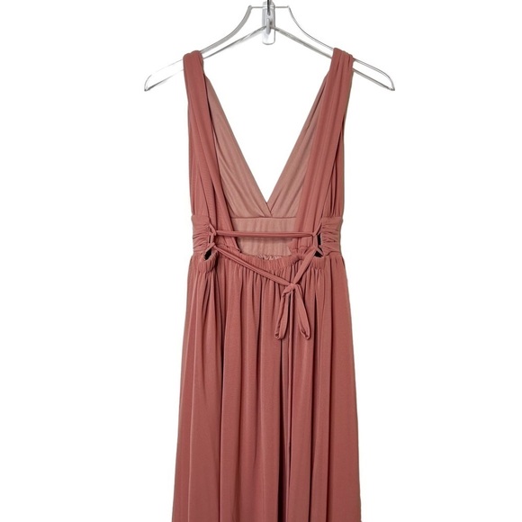 Lulu’s Mesmerized By Love Rusty Rose Mesh Lace Up Bridesmaid Maxi Dress Sz M - Picture 11 of 13